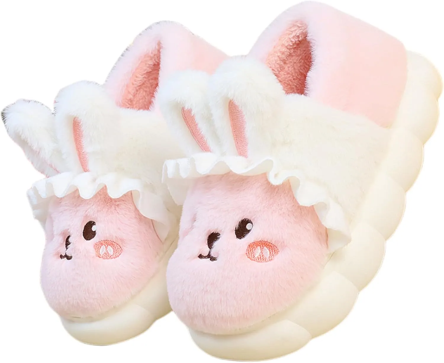 New Winter Cartoon Cute Rabbit Soft Cute Cute Plush Slippers, Heel Wrapped Cotton Slippers, Home Anti slip and Warm Cotton Shoes for Women