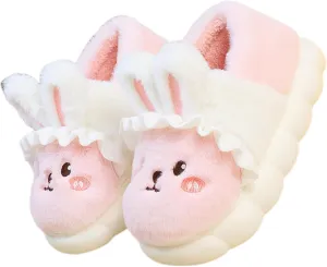 New Winter Cartoon Cute Rabbit Soft Cute Cute Plush Slippers, Heel Wrapped Cotton Slippers, Home Anti slip and Warm Cotton Shoes for Women