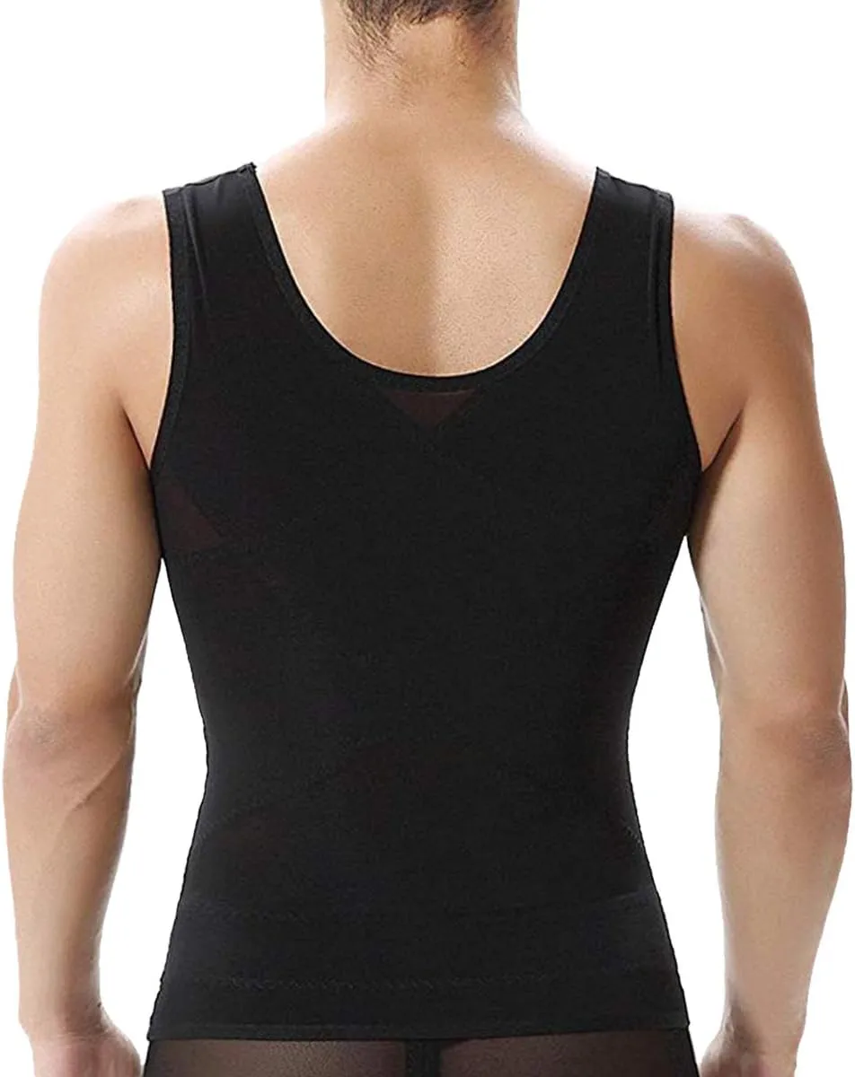 NonEcho Men Shapewear Compression Shirts Undershirts Slimming Body Shaper Waist Trainer Tank Top Vest with Zipper
