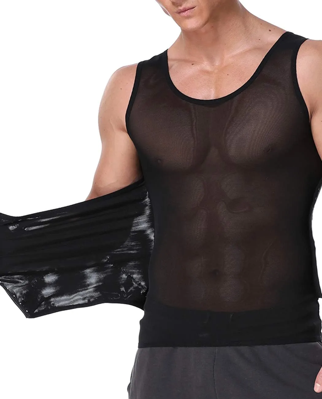 NonEcho Men Shapewear Compression Shirts Undershirts Slimming Body Shaper Waist Trainer Tank Top Vest with Zipper