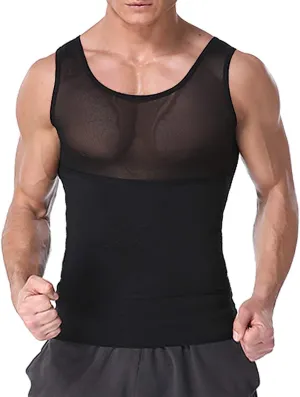 NonEcho Men Shapewear Compression Shirts Undershirts Slimming Body Shaper Waist Trainer Tank Top Vest with Zipper