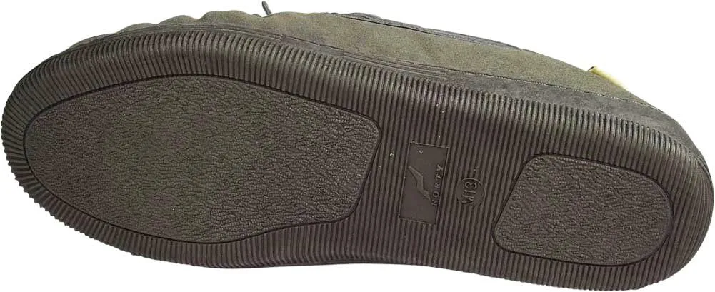 NORTY Mens Genuine Leather Cowhide Suede Slippers - Moccasin Slip On Loafer - Lux Plush Fur Lining