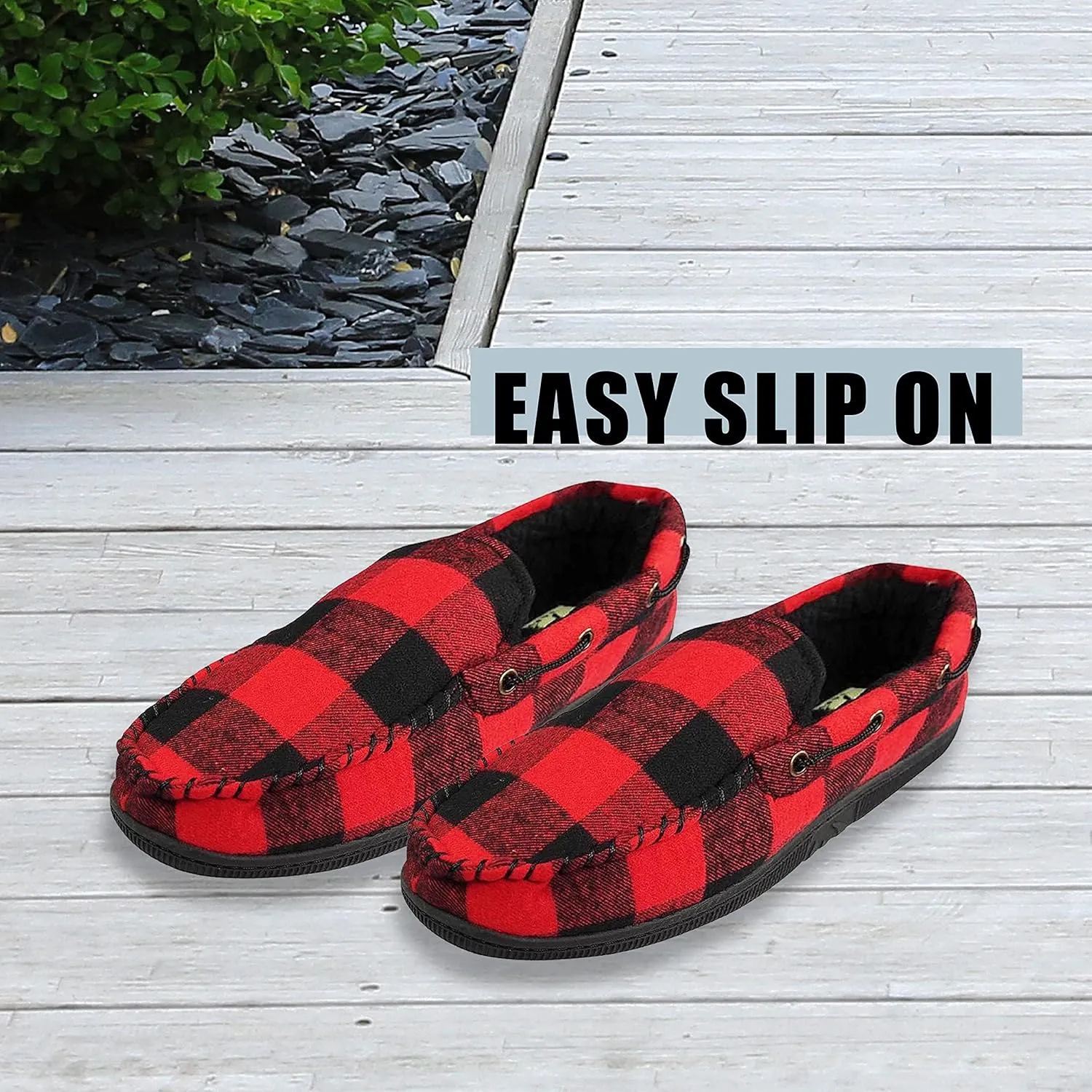 NORTY Moccasin Slippers for Men - Indoor and Outdoor Slip-On Shoes - Perfect for Lounging and Walking Around the House