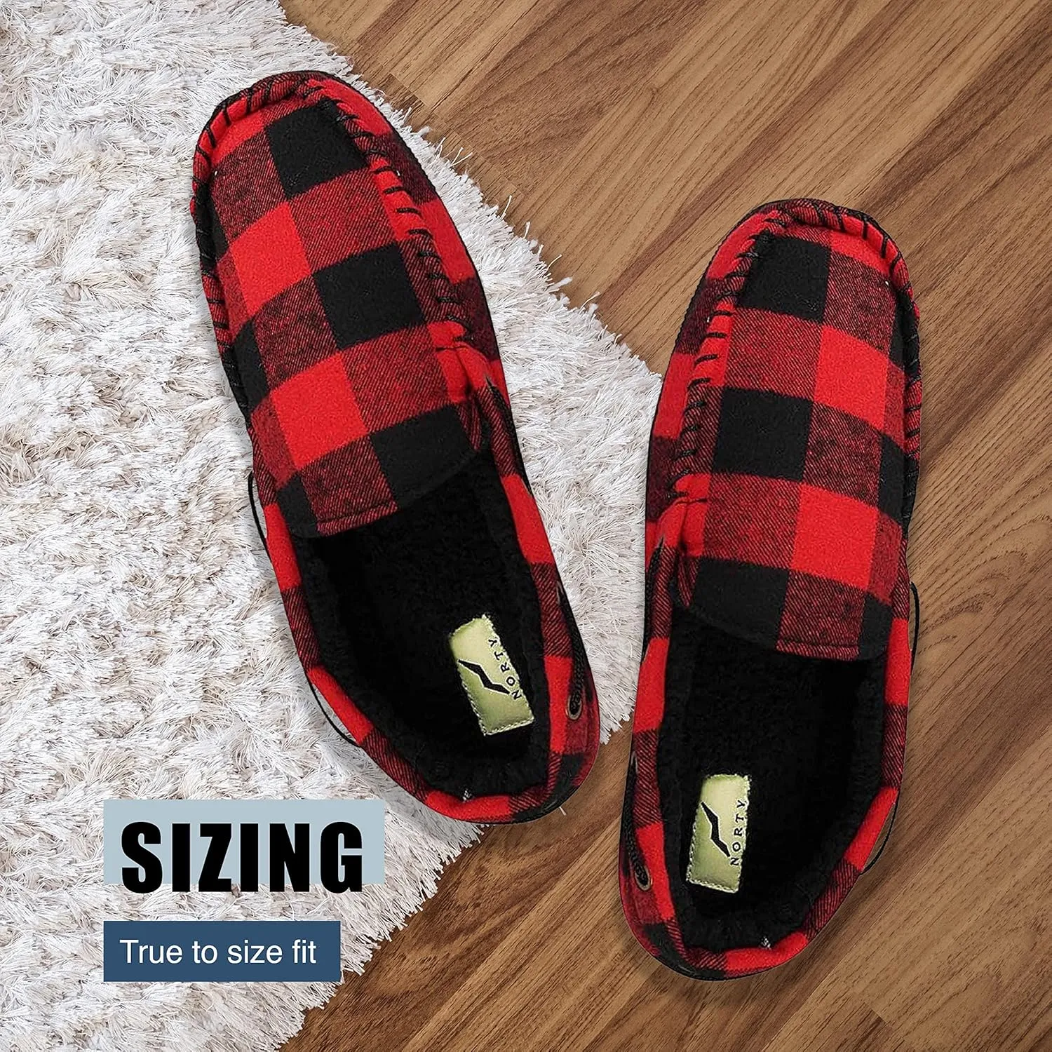 NORTY Moccasin Slippers for Men - Indoor and Outdoor Slip-On Shoes - Perfect for Lounging and Walking Around the House