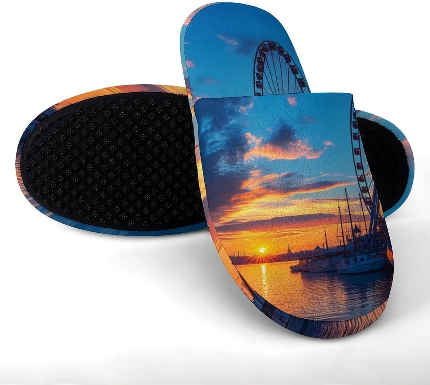 Old Town Pier in Helsinki Finland Mens Slippers Warm House Shoes Cotton Slippers Home Bedroom Slippers Casual Shoes