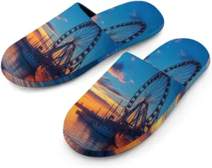Old Town Pier in Helsinki Finland Mens Slippers Warm House Shoes Cotton Slippers Home Bedroom Slippers Casual Shoes