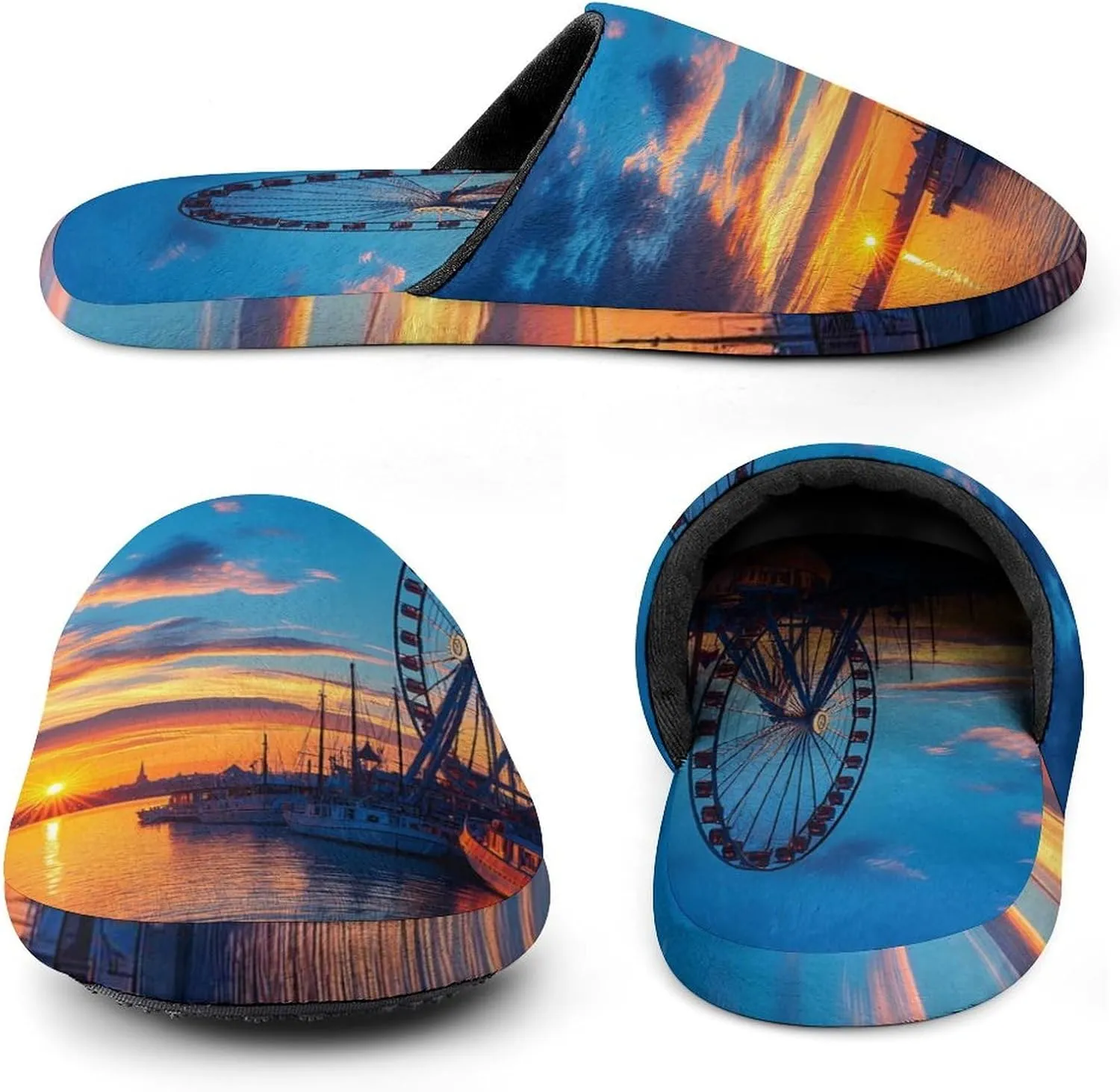 Old Town Pier in Helsinki Finland Mens Slippers Warm House Shoes Cotton Slippers Home Bedroom Slippers Casual Shoes
