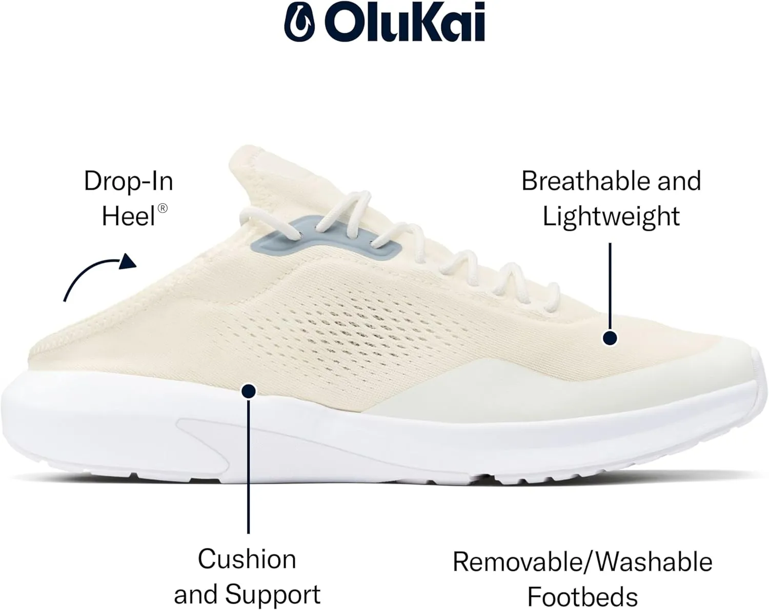 OLUKAI Kaholo Men's Athletic Sneakers, Lightweight & Breathable Mesh, Comfort Fit & Wet Grip Rubber Soles, Durable & Supportive