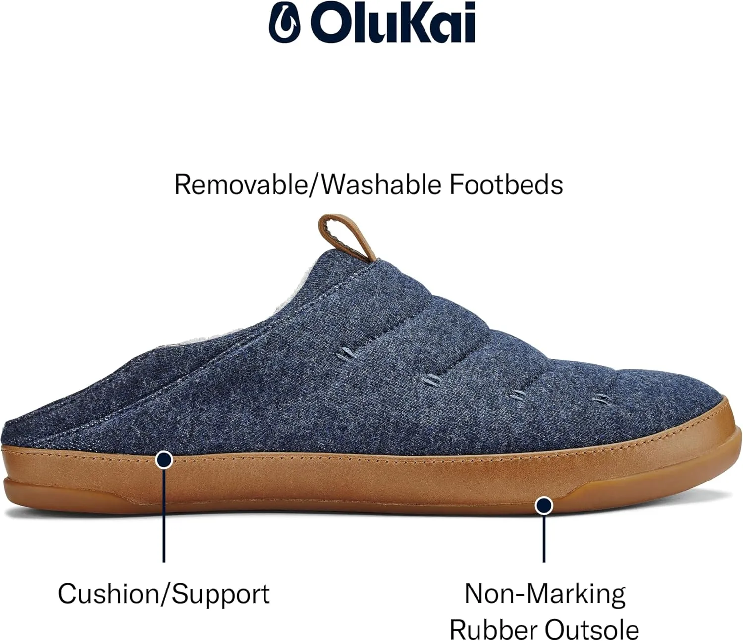 OluKai Mahana Men’s Soft Cotton Slippers, Cotton Blended Jersey & Full-Grain Leather Pull Loop, Comfortable & Breathable Fit