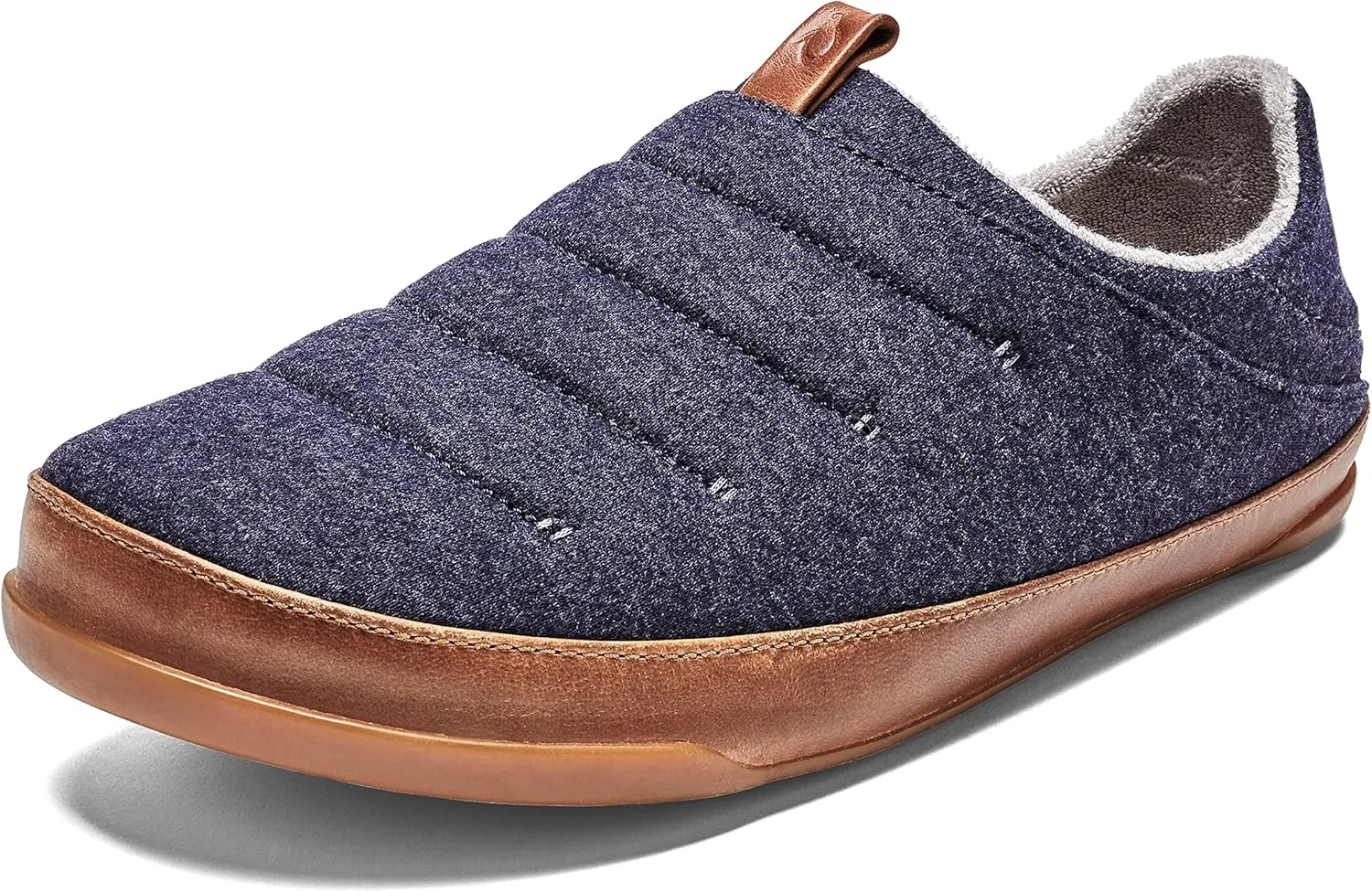 OluKai Mahana Men’s Soft Cotton Slippers, Cotton Blended Jersey & Full-Grain Leather Pull Loop, Comfortable & Breathable Fit