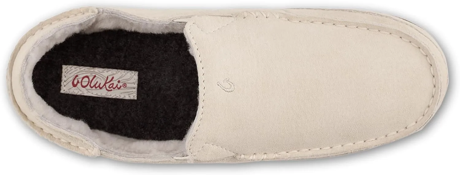 OLUKAI Nohea Slipper, Women's Slip-On Shoes, Genuine Shearling & Premium Nubuck Leather, Drop-In Heel Design, Cozy & Ultra-Soft Comfort Fit