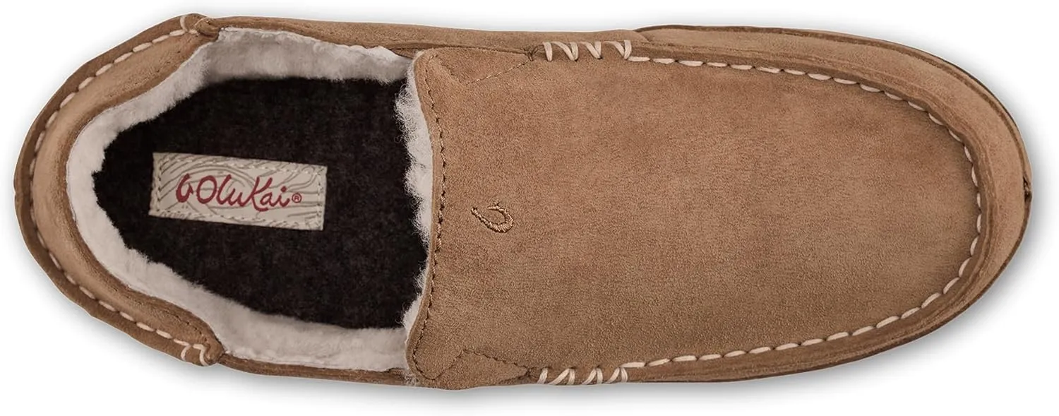 OLUKAI Nohea Slipper, Women's Slip-On Shoes, Genuine Shearling & Premium Nubuck Leather, Drop-In Heel Design, Cozy & Ultra-Soft Comfort Fit