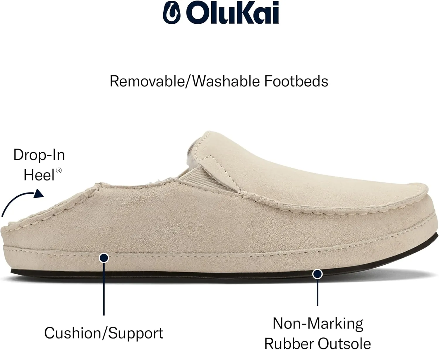 OLUKAI Nohea Slipper, Women's Slip-On Shoes, Genuine Shearling & Premium Nubuck Leather, Drop-In Heel Design, Cozy & Ultra-Soft Comfort Fit