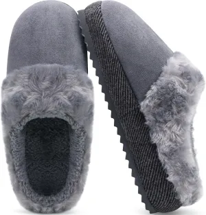 ONCAI Women's Slippers with Cushion Yoga Mat Faux Fur Fuzzy Suede Warm Winter Woman House Slippers Indoor/Outdoor Cozy Rubber Sole US Size 5-11