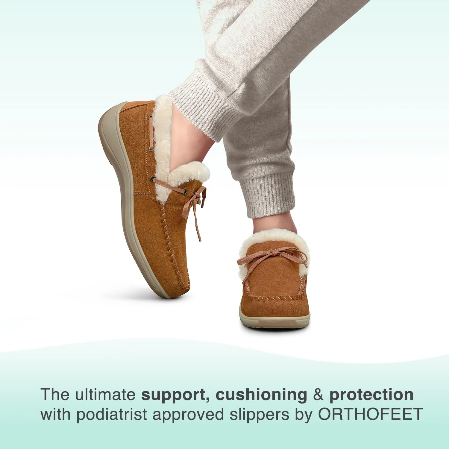 Orthofeet Women's Orthopedic Camel Faux Fur Lined Capri Slippers