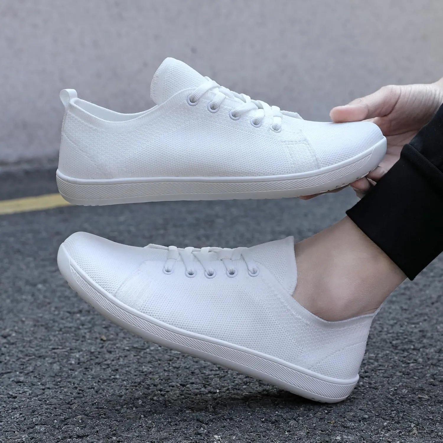 Orthopedic Shoes for Men Zero Drop Wide Toe Box Minimalist Barefoot Shoes Arch Support Lace Up Diabetes Foam Sneakers Casual Lightweight Breathable Fashion Slip on Walking Running Sneakers