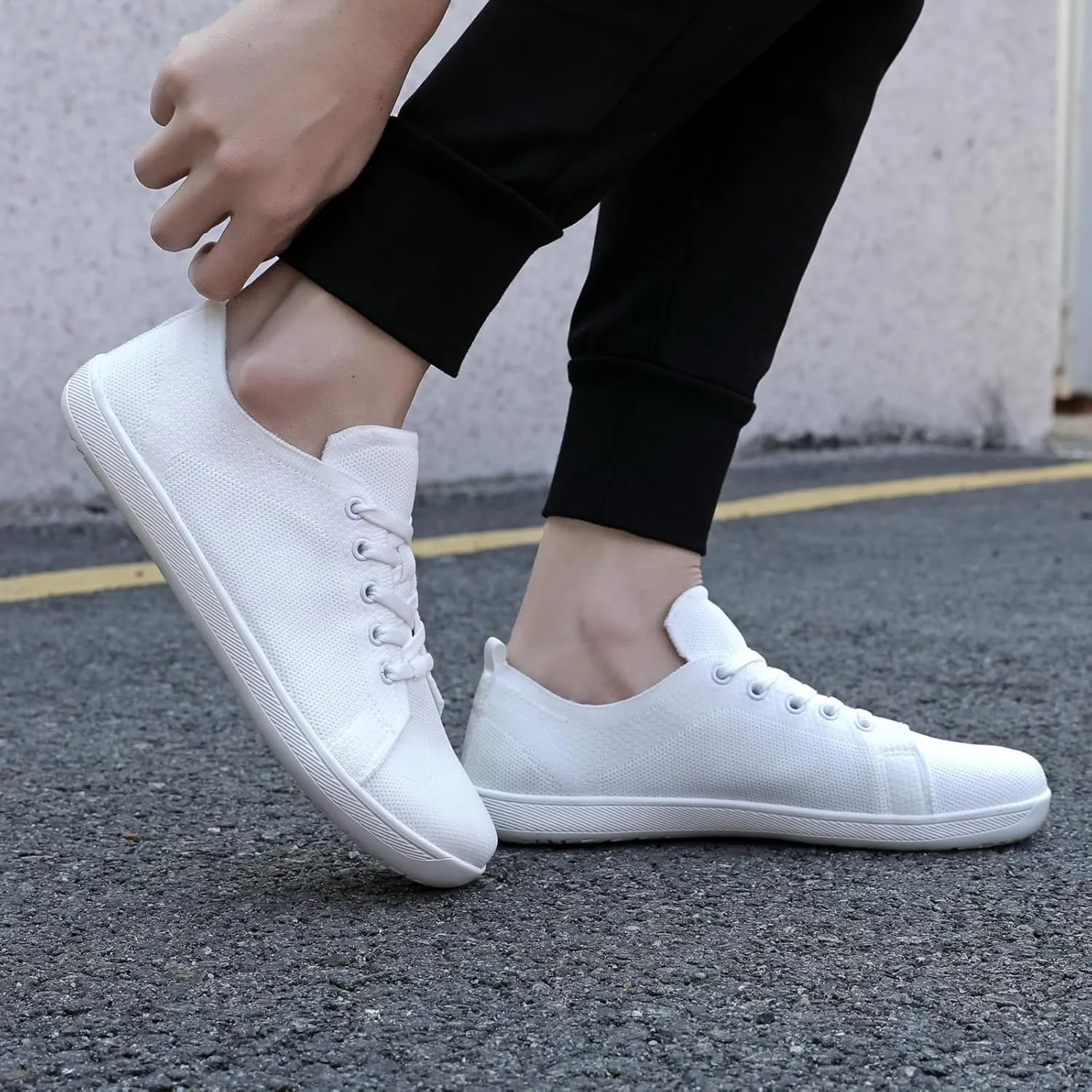 Orthopedic Shoes for Men Zero Drop Wide Toe Box Minimalist Barefoot Shoes Arch Support Lace Up Diabetes Foam Sneakers Casual Lightweight Breathable Fashion Slip on Walking Running Sneakers
