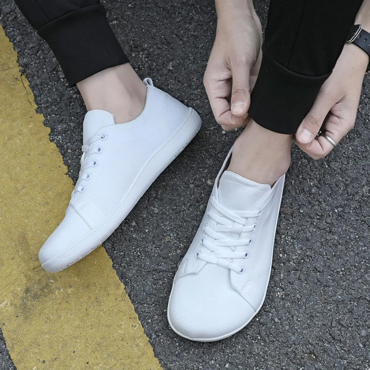 Orthopedic Shoes for Men Zero Drop Wide Toe Box Minimalist Barefoot Shoes Arch Support Lace Up Diabetes Foam Sneakers Casual Lightweight Breathable Fashion Slip on Walking Running Sneakers