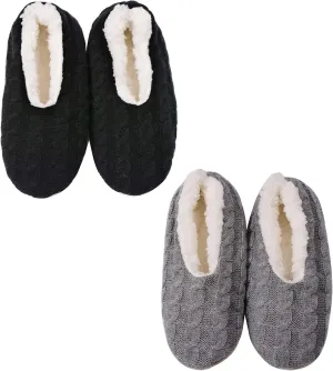 Panda Bros 2 Pairs Slipper Socks For Women With Grippers, Fuzzy Womens Slipper Socks With Non Slip Bottoms, Cozy Warm House Slippers