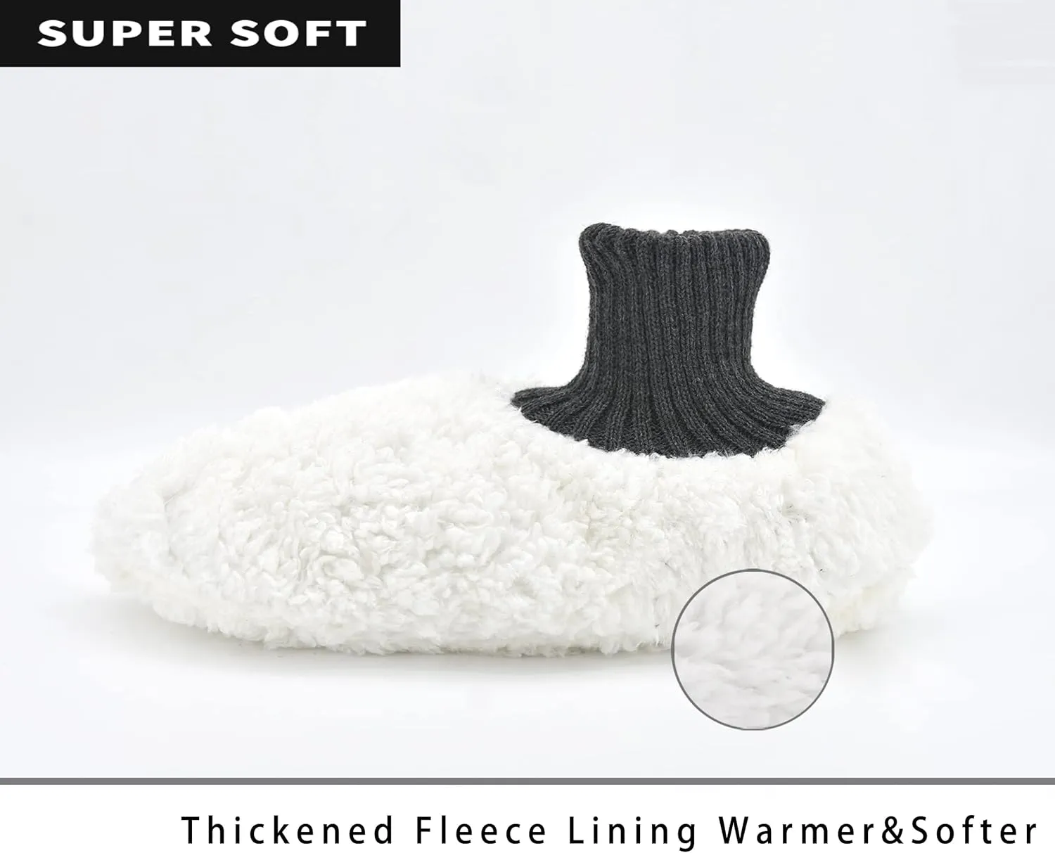 Panda Bros Men's Slipper Socks, Winter Cable Knit Non-Skid Warm Cozy Soft Indoor Socks With Fluffy Sherpa Lined