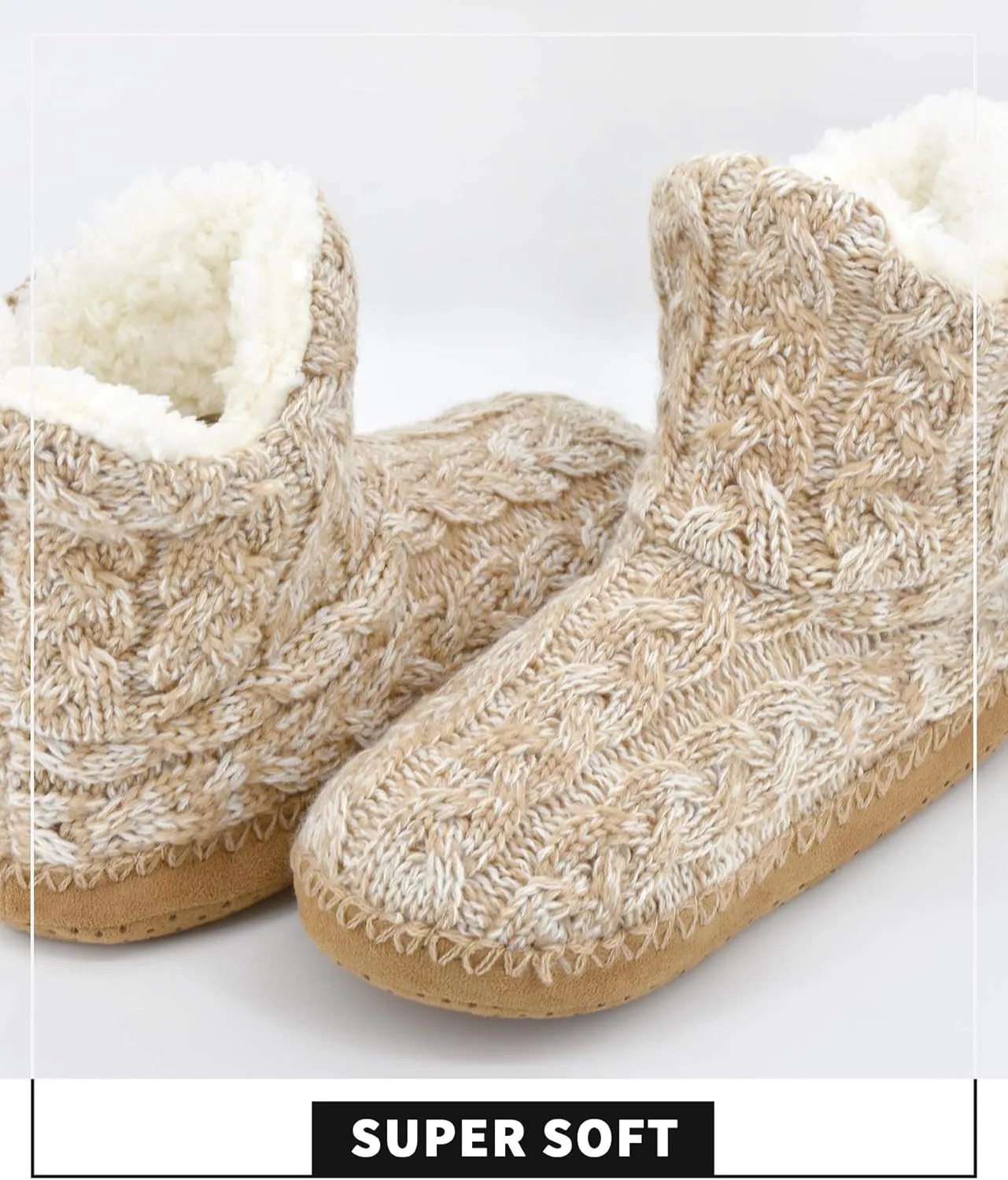 Panda Bros Slipper Socks For Women With Grippers, Fuzzy Womens Slipper Booties With Non Slip Bottoms, Cozy Warm House Slippers