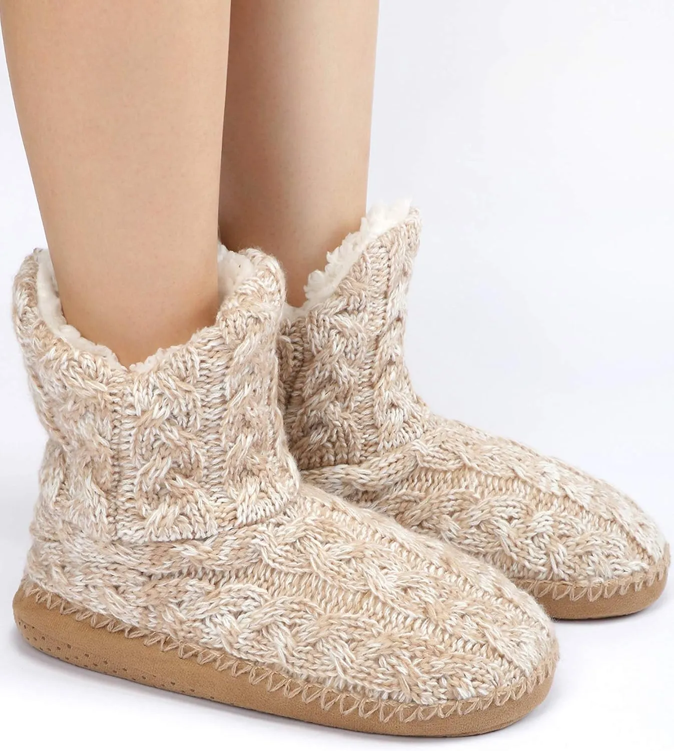 Panda Bros Slipper Socks For Women With Grippers, Fuzzy Womens Slipper Booties With Non Slip Bottoms, Cozy Warm House Slippers