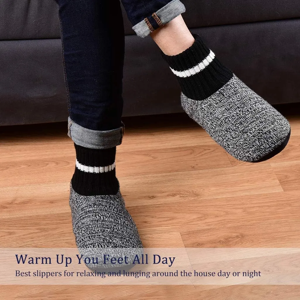 Panda Bros Slipper Socks Soft Cozy Thick House Indoor Boot Sock Shoes with Anti-Skid Bottom Soles for Men's