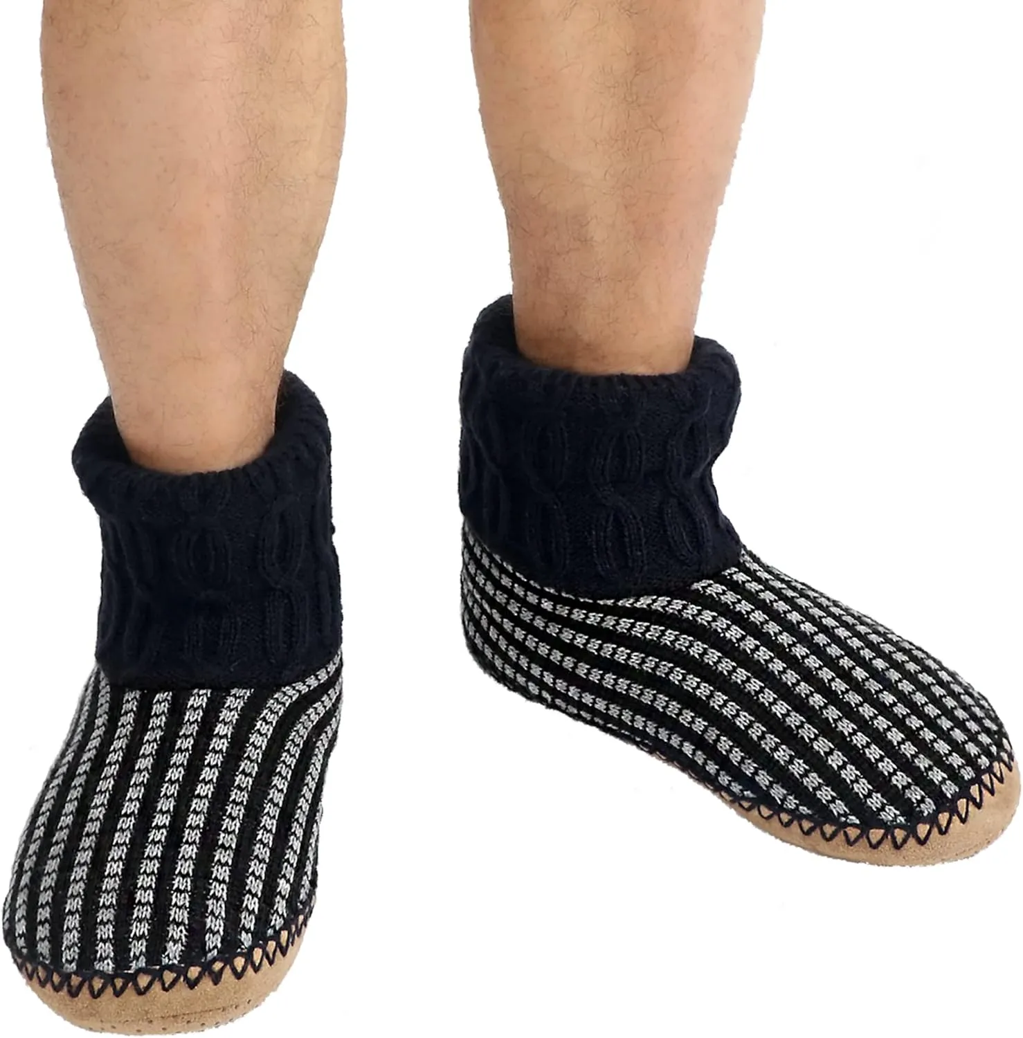 Panda Bros Slipper Socks Soft Cozy Thick House Indoor Boot Sock Shoes with Anti-Skid Bottom Soles for Men's