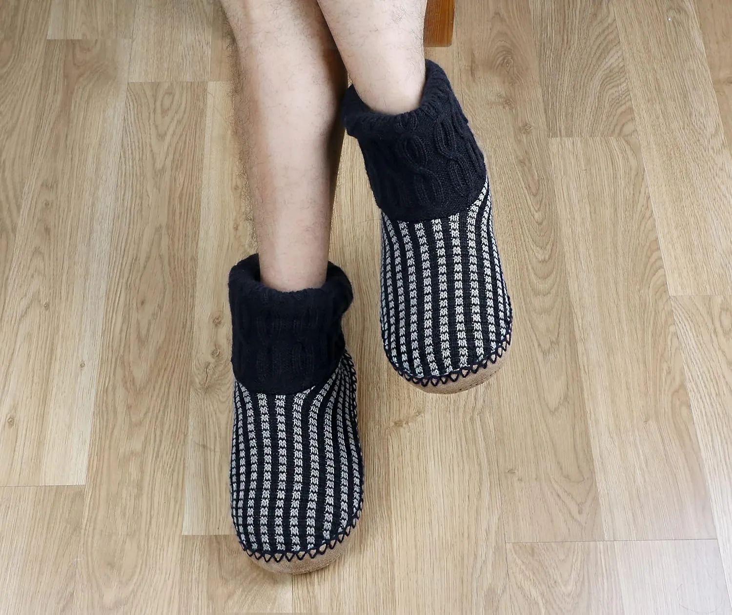 Panda Bros Slipper Socks Soft Cozy Thick House Indoor Boot Sock Shoes with Anti-Skid Bottom Soles for Men's