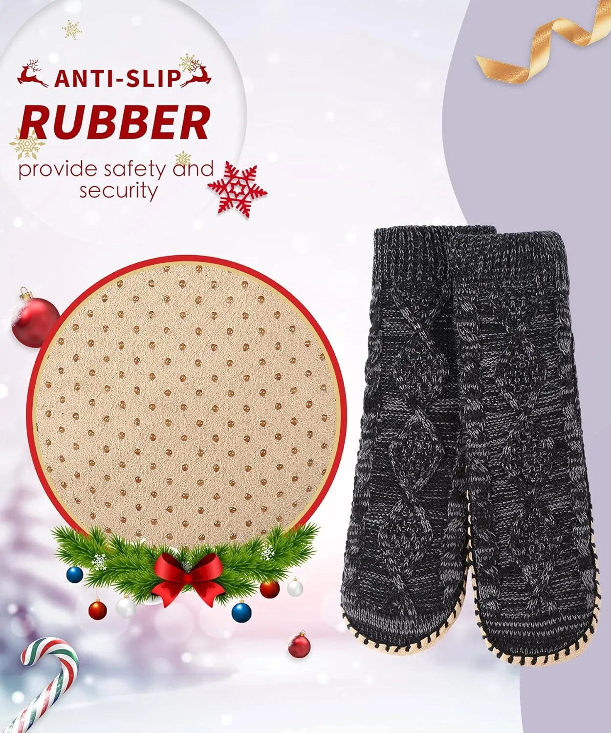 Panda Bros Women's Winter Super Soft Warm Cozy Fuzzy Fleece-Lined with Grippers Slipper Socks