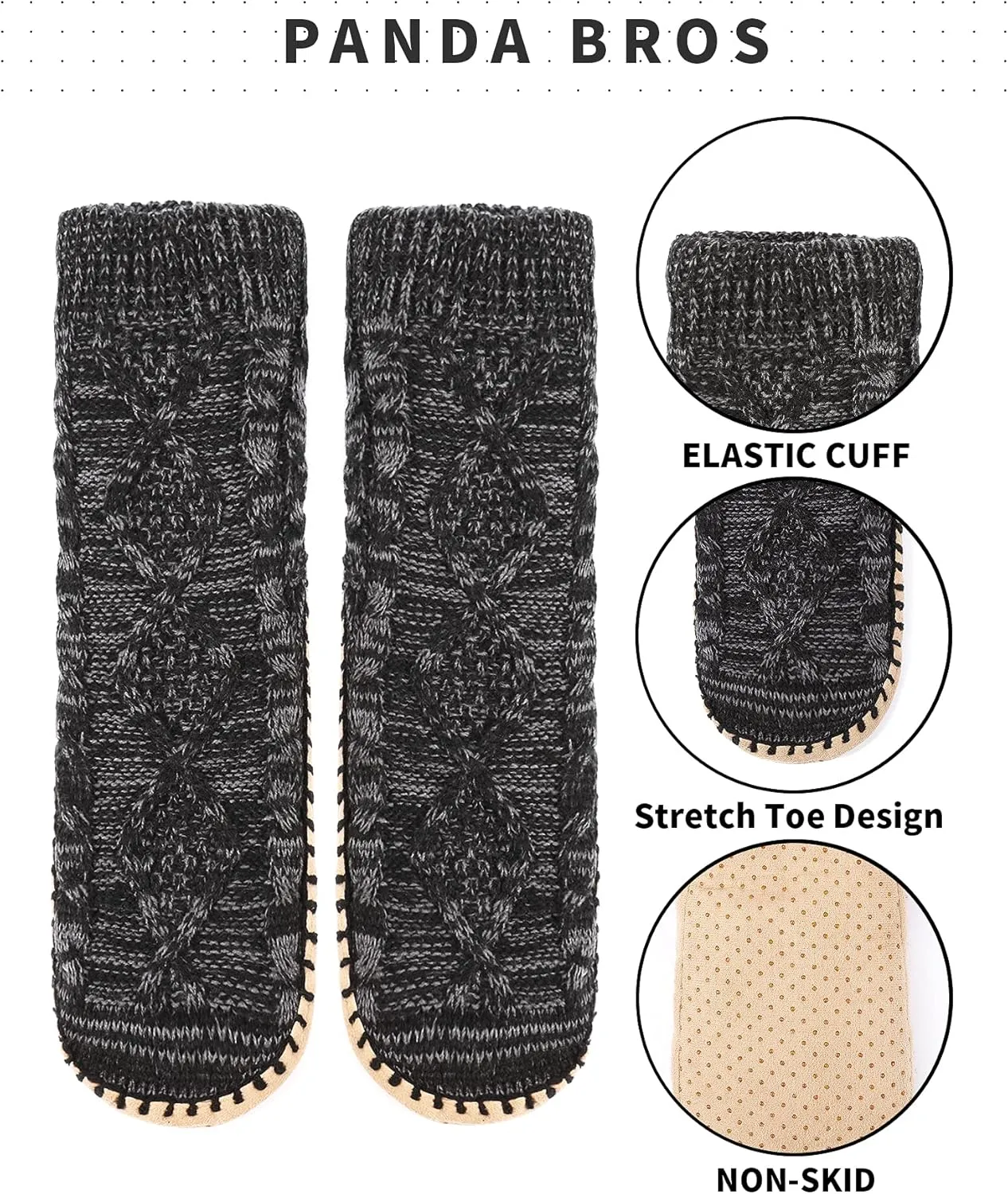 Panda Bros Women's Winter Super Soft Warm Cozy Fuzzy Fleece-Lined with Grippers Slipper Socks