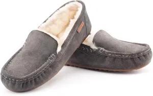 Parfeying Women's Sheepskin Moccasin Slippers Cow Suede Memory Foam Driving Style Loafers