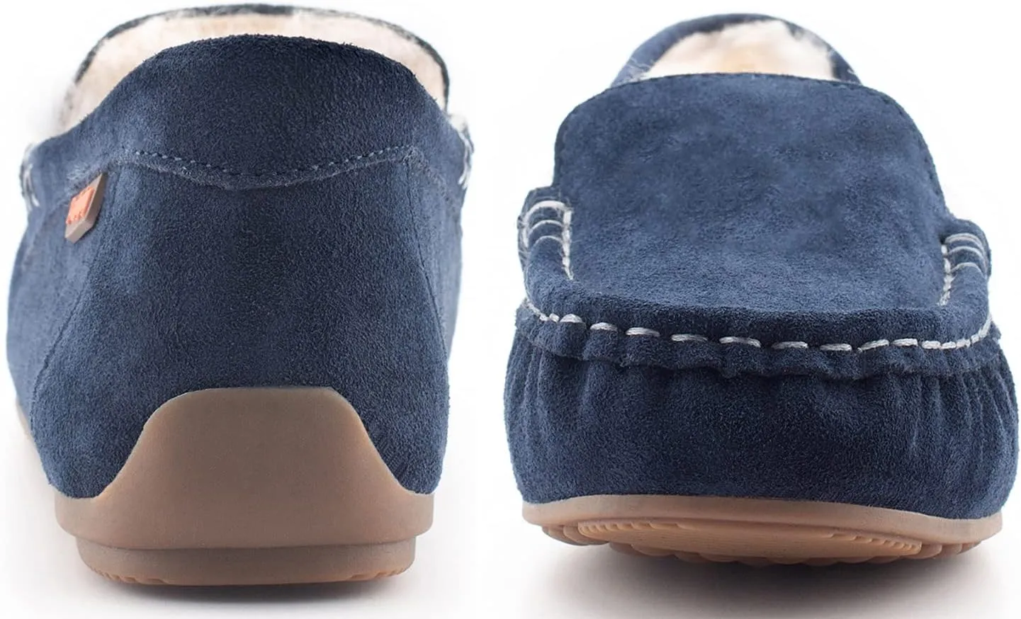 Parfeying Women's Sheepskin Moccasin Slippers Cow Suede Memory Foam Driving Style Loafers