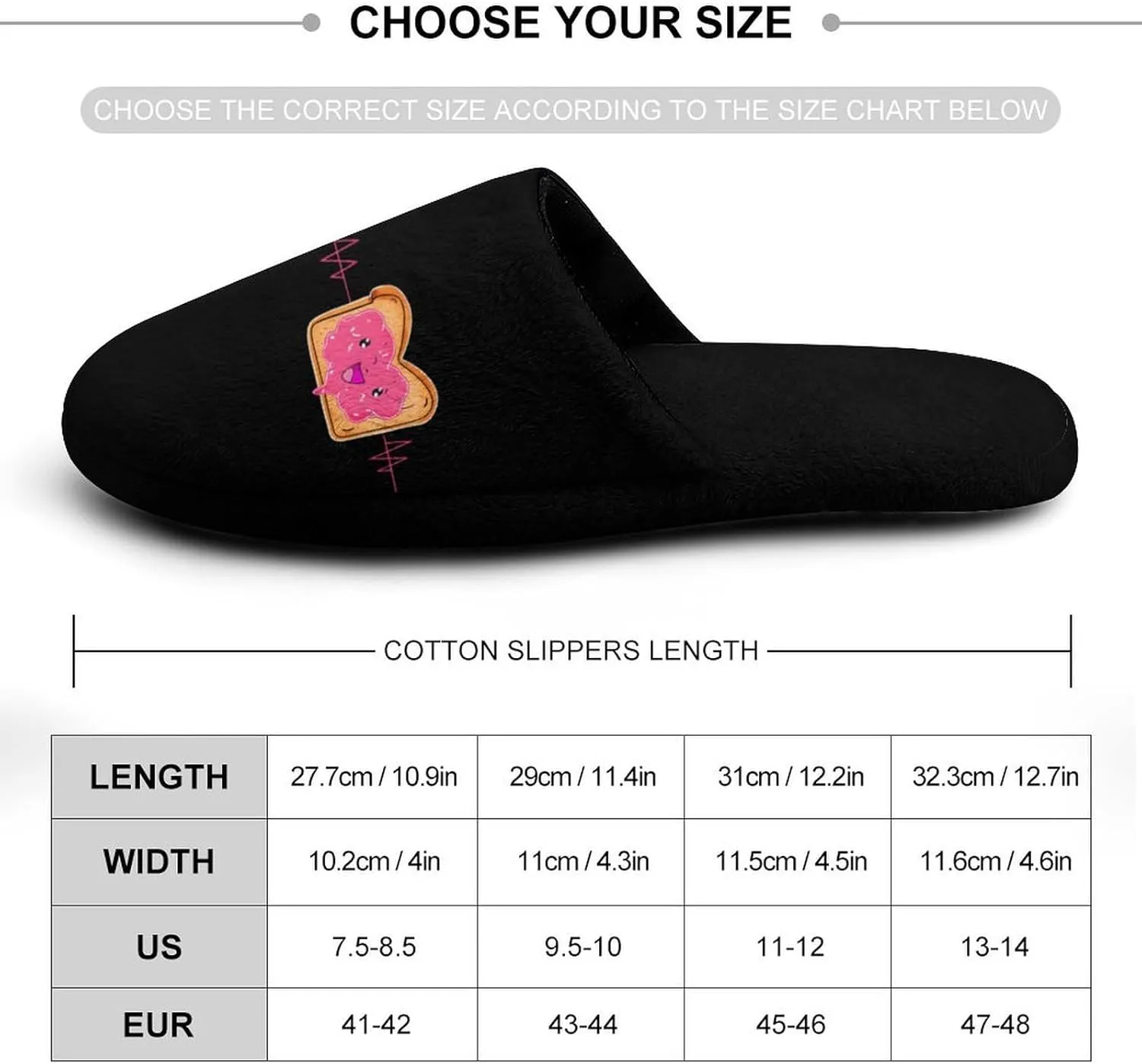 Peanut Butter Jelly Heartbeat Men's Flannel Slipper House Warm Shoes Adult Slip On Soft Memory Foam for Indoor Outdoor