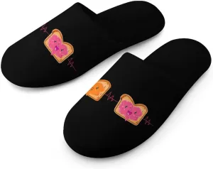 Peanut Butter Jelly Heartbeat Men's Flannel Slipper House Warm Shoes Adult Slip On Soft Memory Foam for Indoor Outdoor