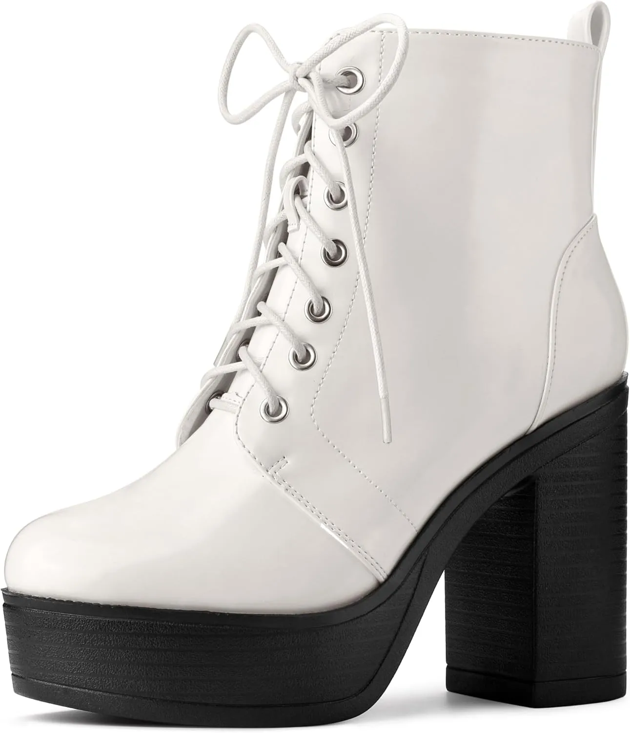 Perphy Platform Lace Up Chunky Heel Western Combat Boots for Women