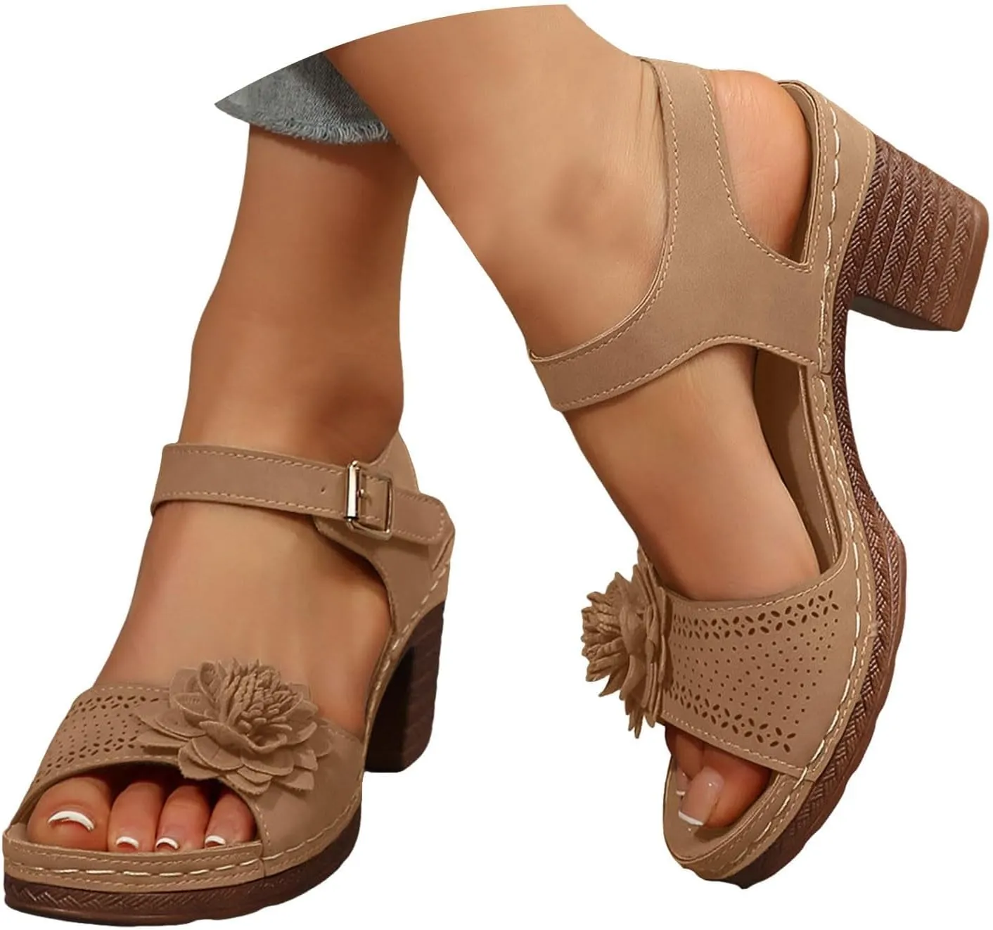 Platform Sandals for Women Dressy Arch Support Ankle Strap Wedge Sandals Comfortable Orthopedic Sandal Casual Hollow Out Open Toe Breathable Shoes with Adjustable Strappy Beach Walking Shoes