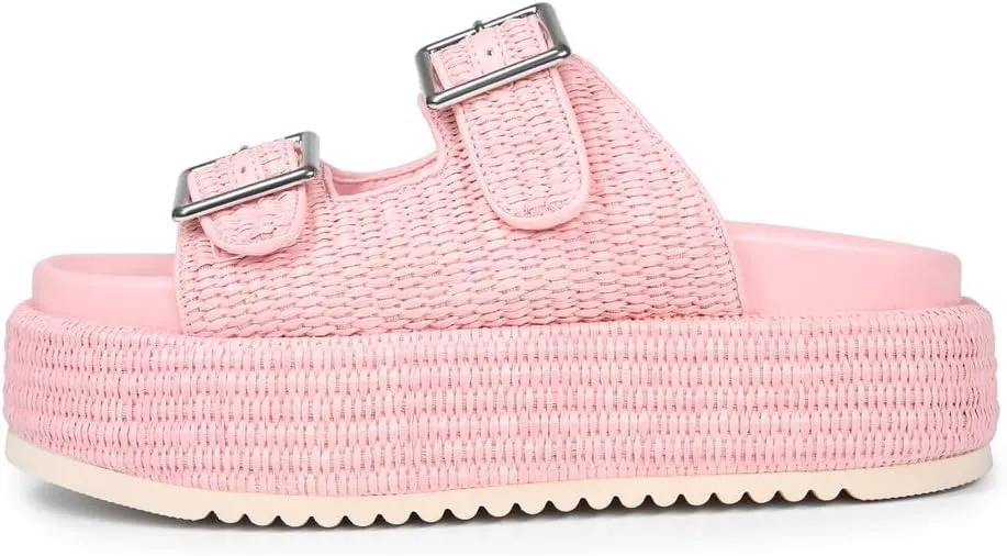 Platform Sandals for Women Espadrille Wedges Summer Beach Comfortable Open Toe Cute Woven Straw Crochet Vacation Slides Mules Casual