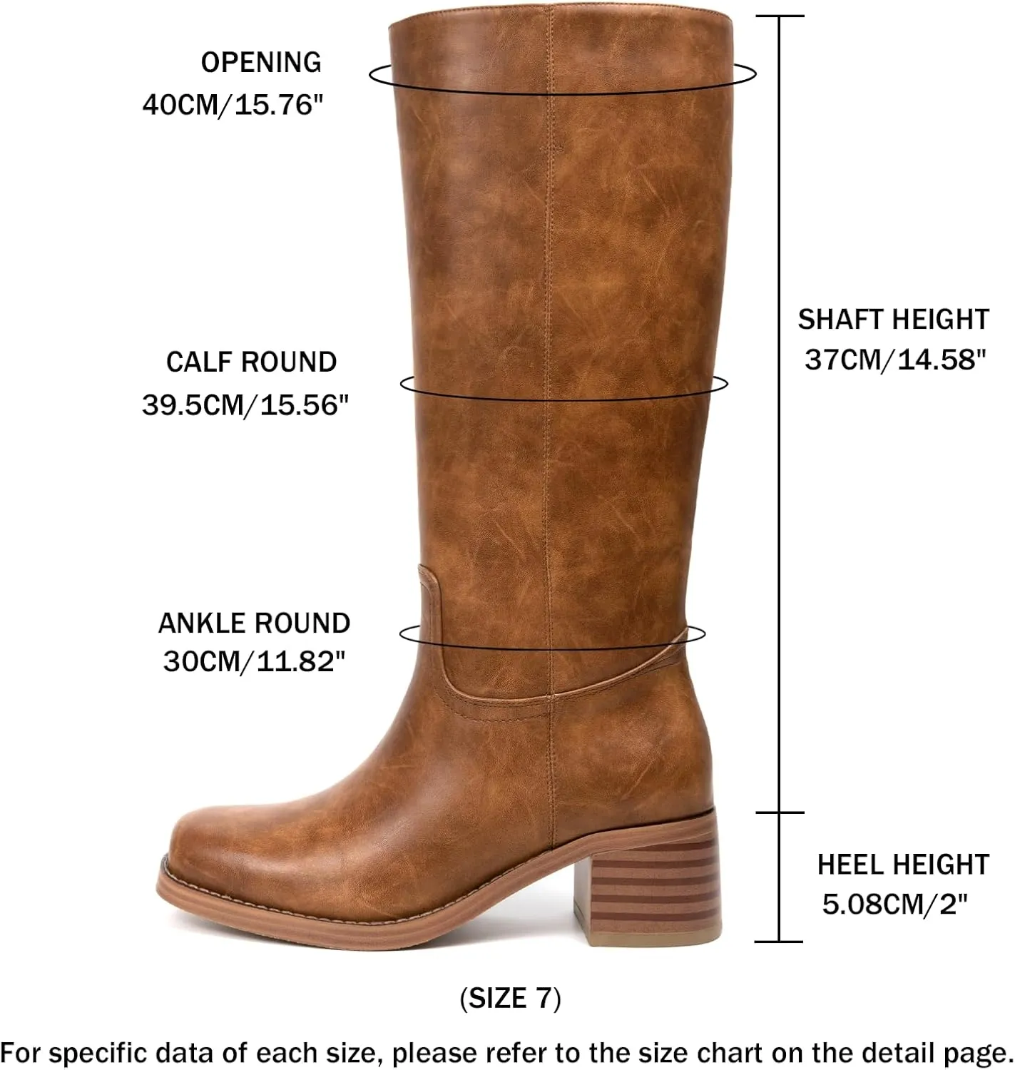 Platform Women's Knee High Square Toe Chunky Block Heel Long Wide Calf Riding Pull On Campus Boots