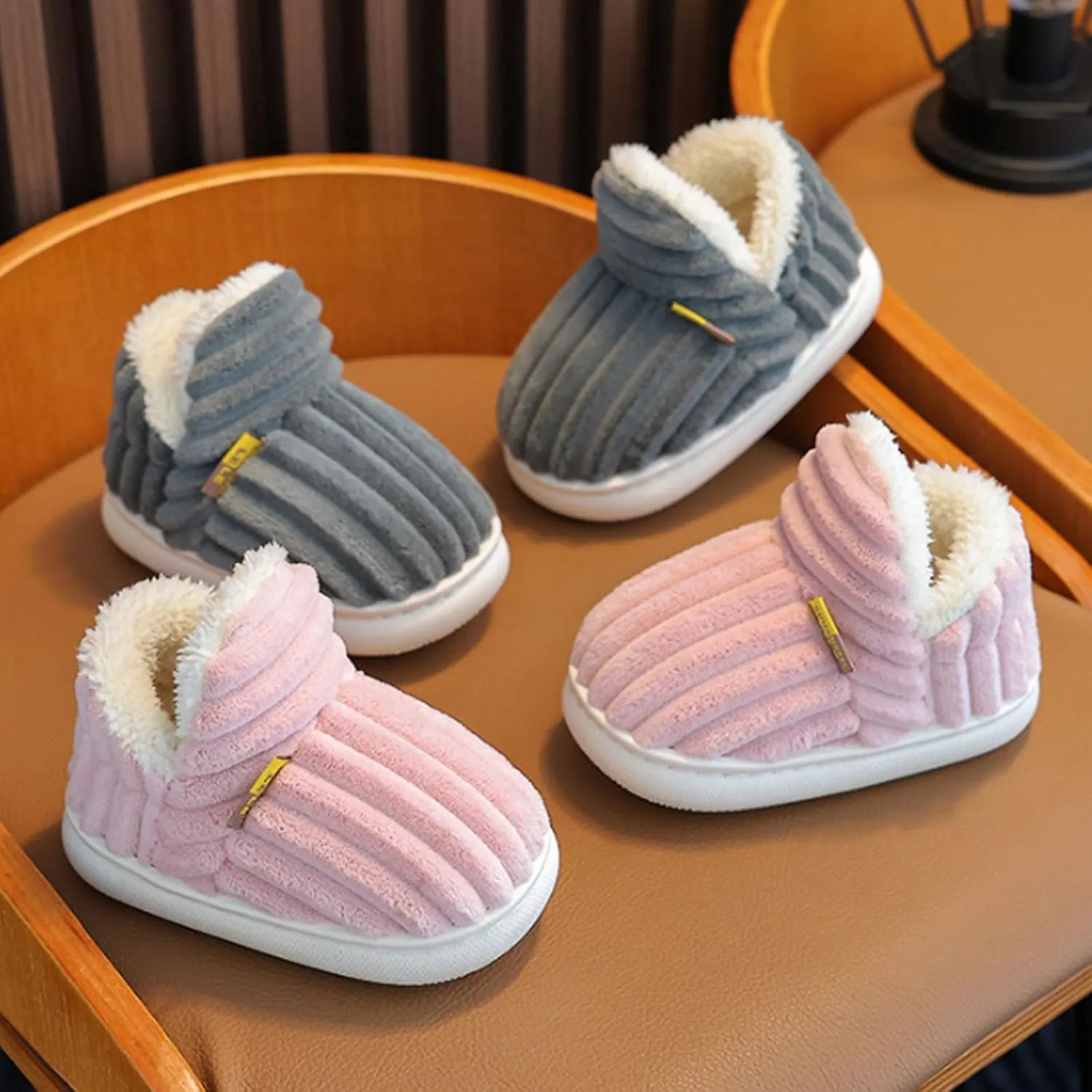 Pluffi Slipper Booties For Kids Women Men, Winter Fuzzy Warm Cute Non-Slip Thick-Soled Slippers, Cozy Plush House Shoes