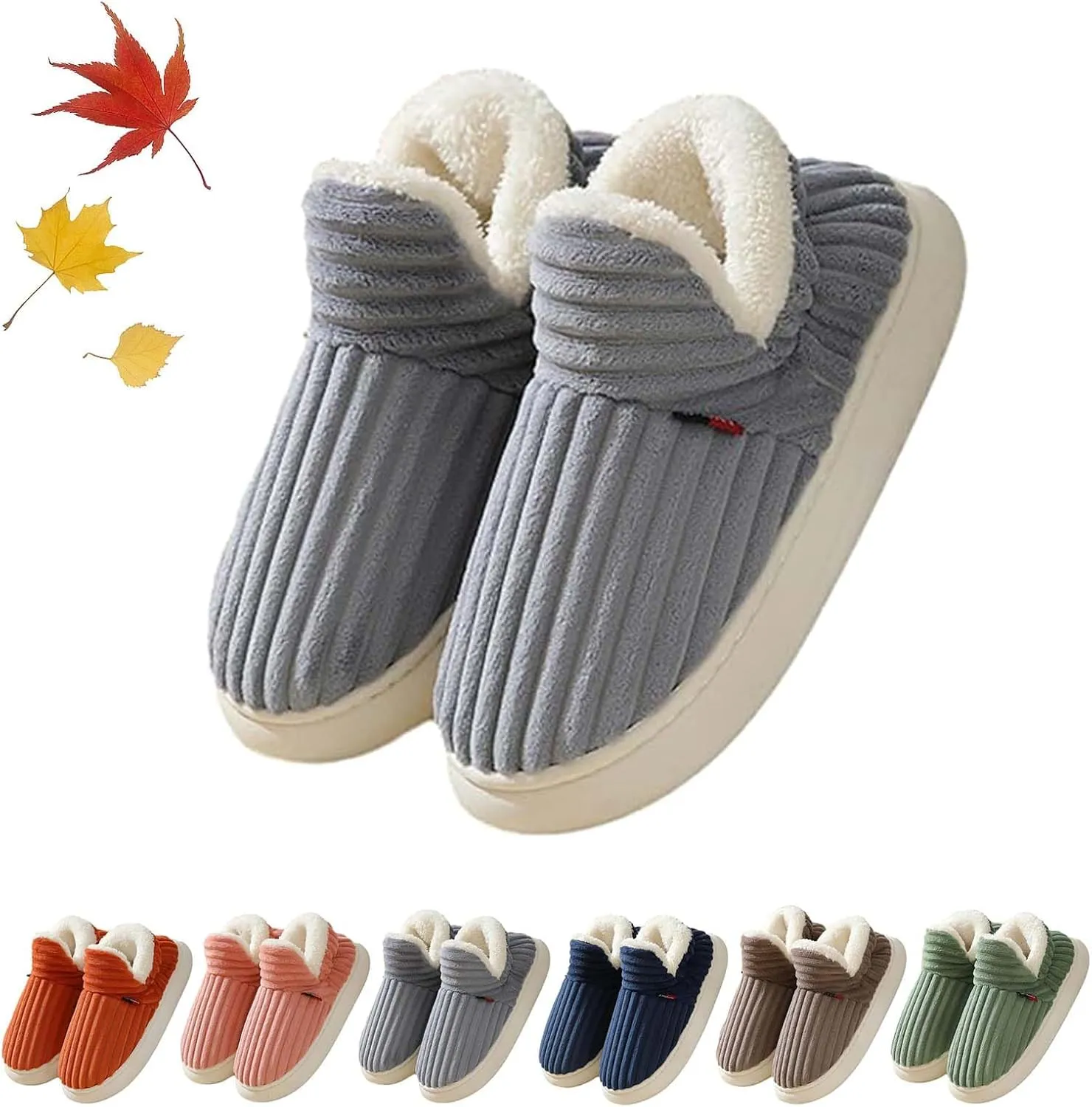 Pluffi Slipper Booties for Women Men, Pluffi The Cozy & Stylish Slipper, Winter Fuzzy Warm Slippers (Grey,8.5-9 Women/7.5-8 Men)