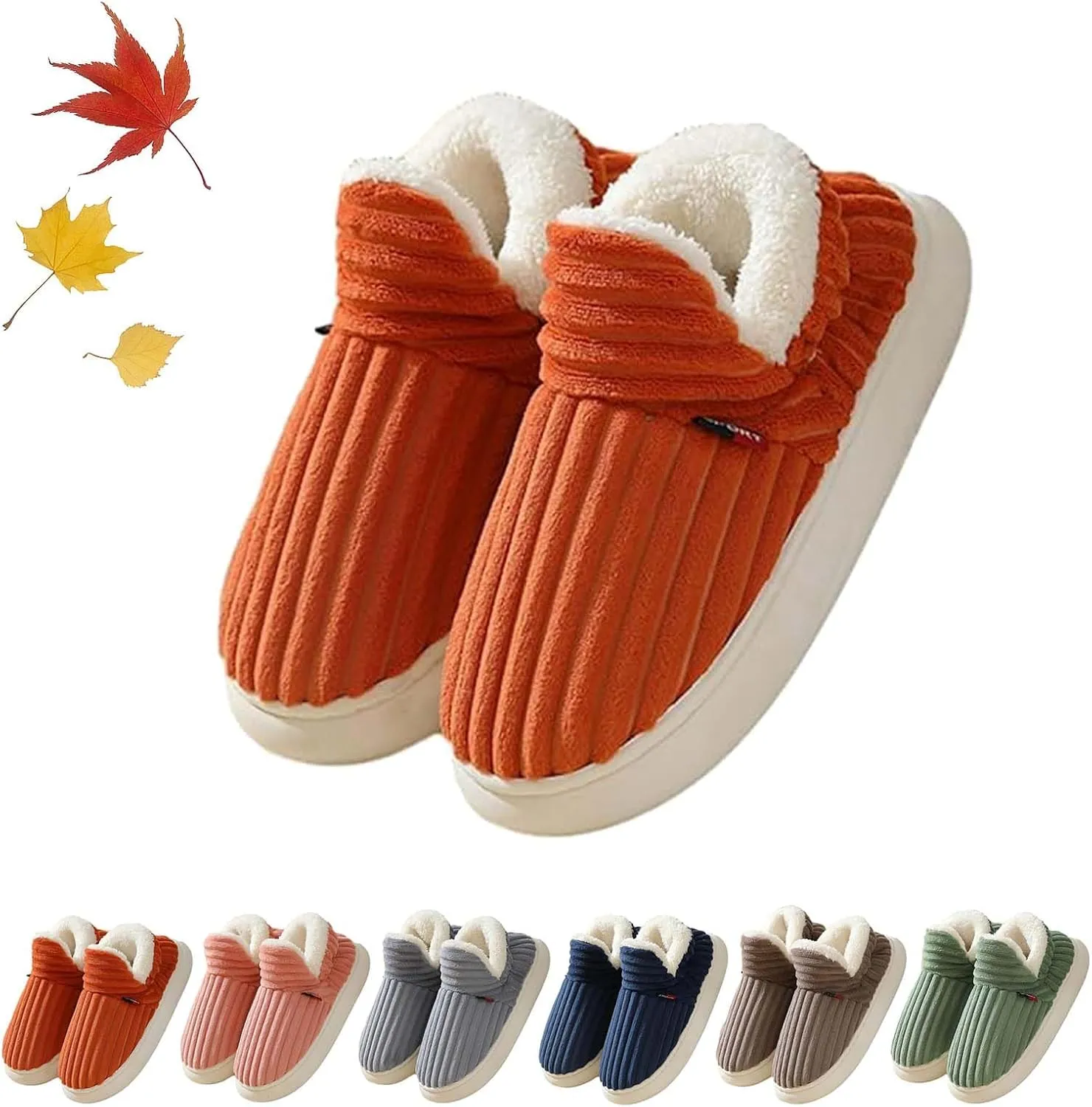 Pluffi Slipper Booties for Women Men, Pluffi The Cozy & Stylish Slipper, Winter Fuzzy Warm Slippers (Orange,9.5-10.5 Women/8.5-9.5 Men)