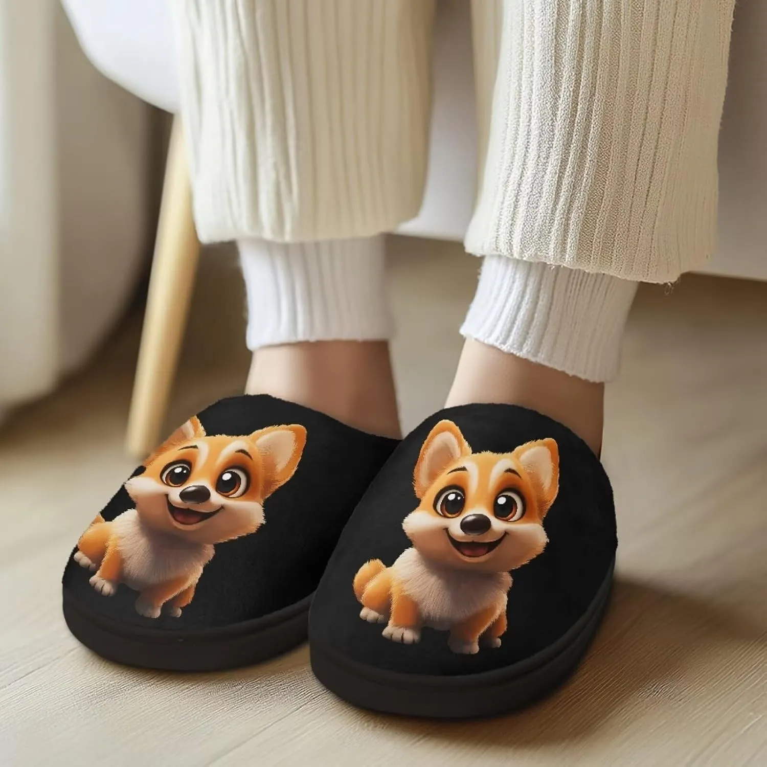 Plush House Slippers for Women and Men, Slip On Warm Scuff Slippers for Indoor, Anti-Slip Closed Toe Slippers