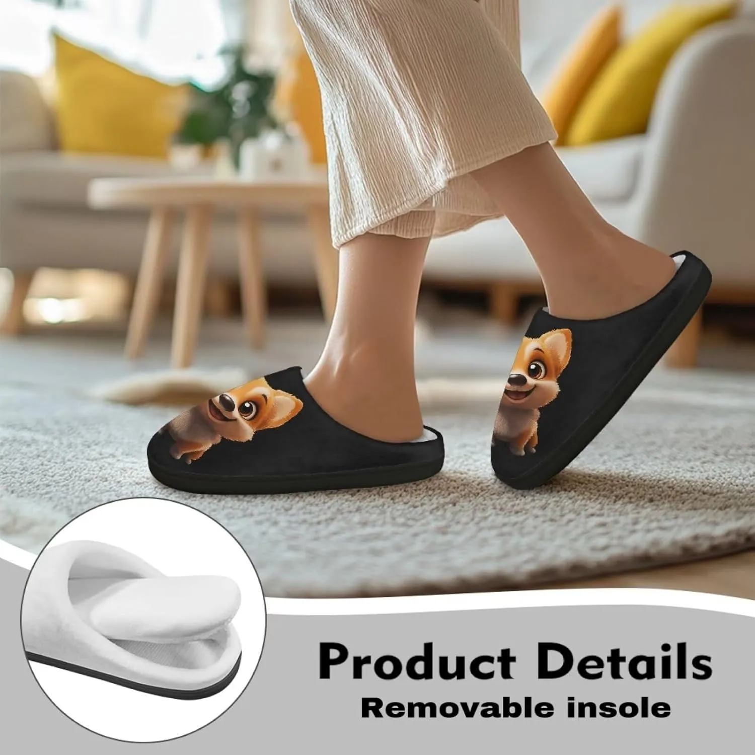 Plush House Slippers for Women and Men, Slip On Warm Scuff Slippers for Indoor, Anti-Slip Closed Toe Slippers