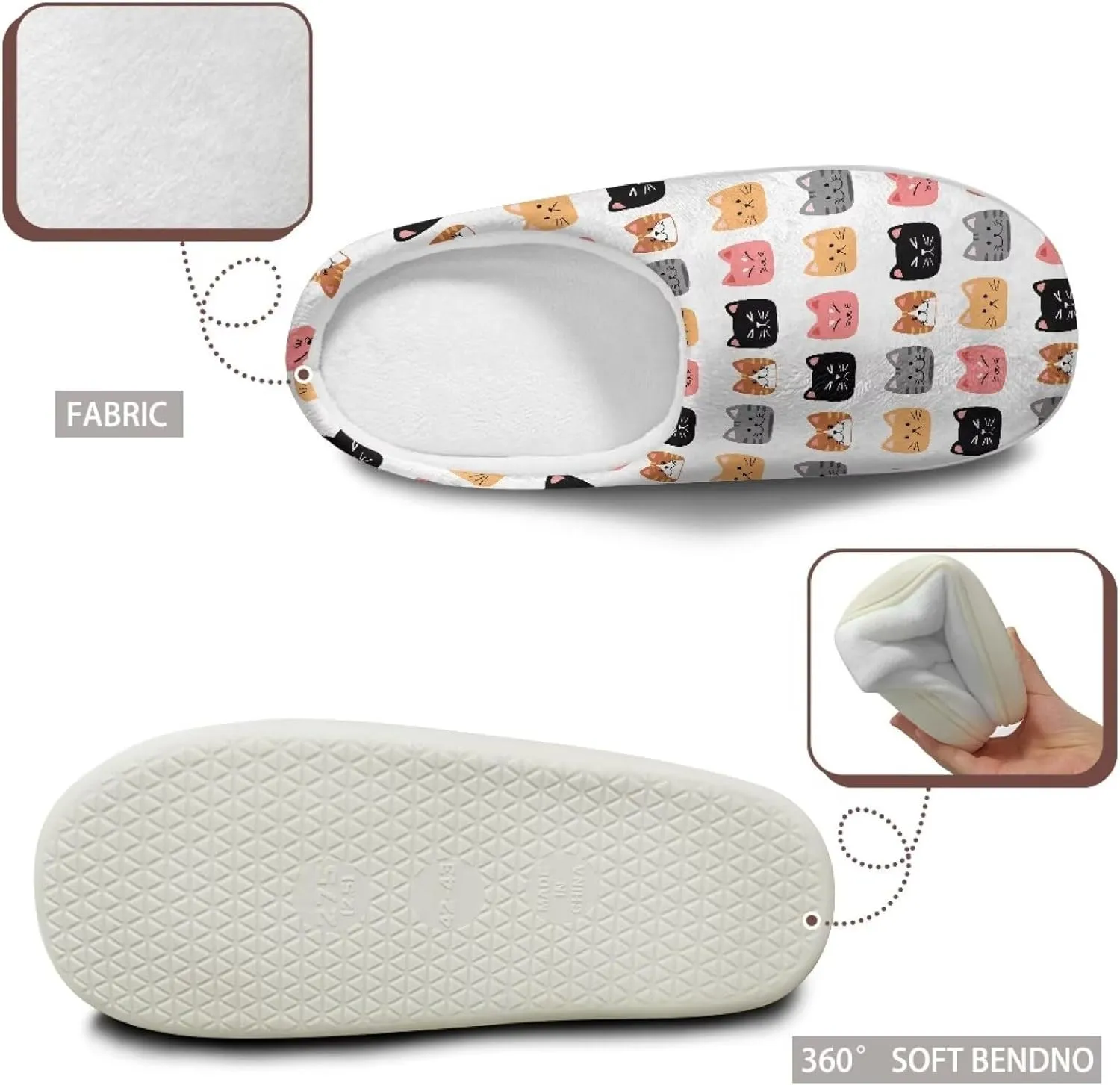 Plush Slipper for Women Warm Soft Flannel Fuzzy House Cotton Slipper Winter Non-Slip for Outdoor Slipper Ladies US 3-13