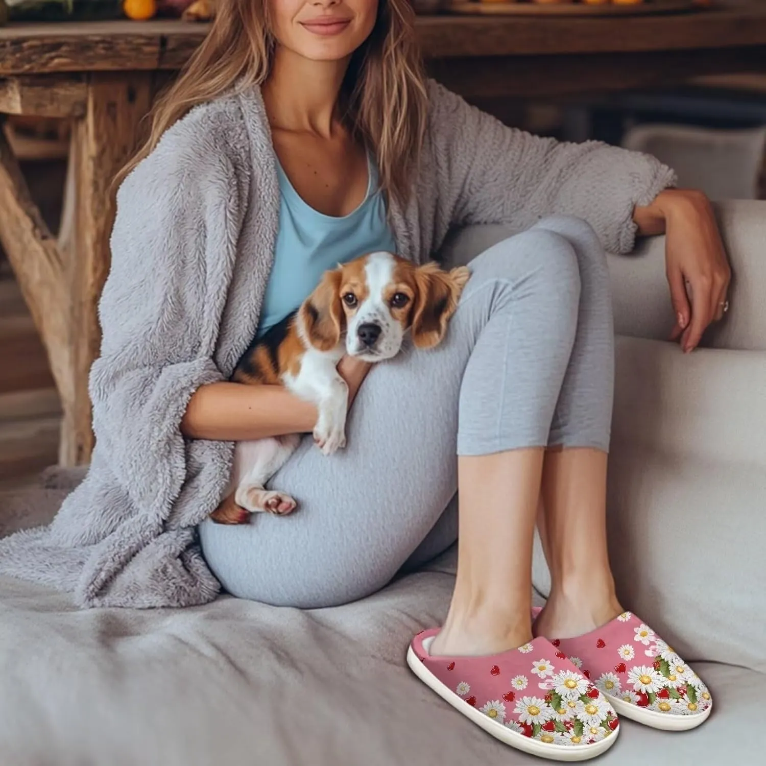 Plush Slipper for Women Warm Soft Flannel Fuzzy House Cotton Slipper Winter Non-Slip for Outdoor Slipper Ladies US 3-13