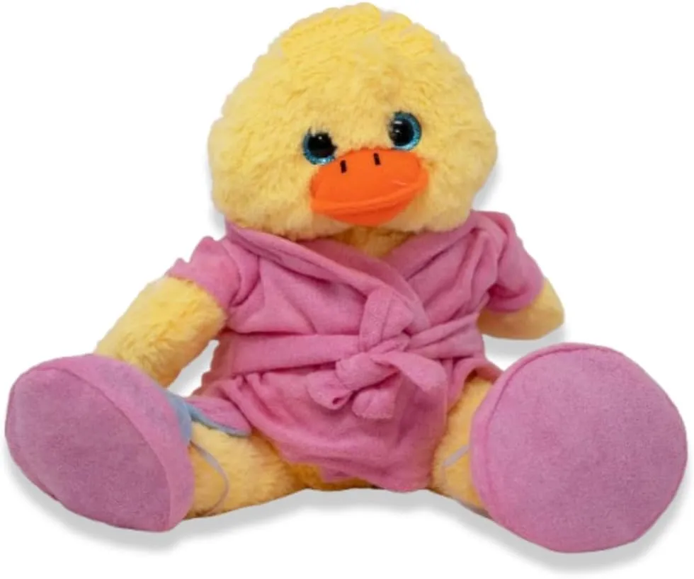 Plush Toy Wonderland Pink Bathrobe & Bunny Slippers Set for Stuffed Animals - Fits Most 14-18 Inch Plush Toys - Soft, Cozy Outfit for Build Bear