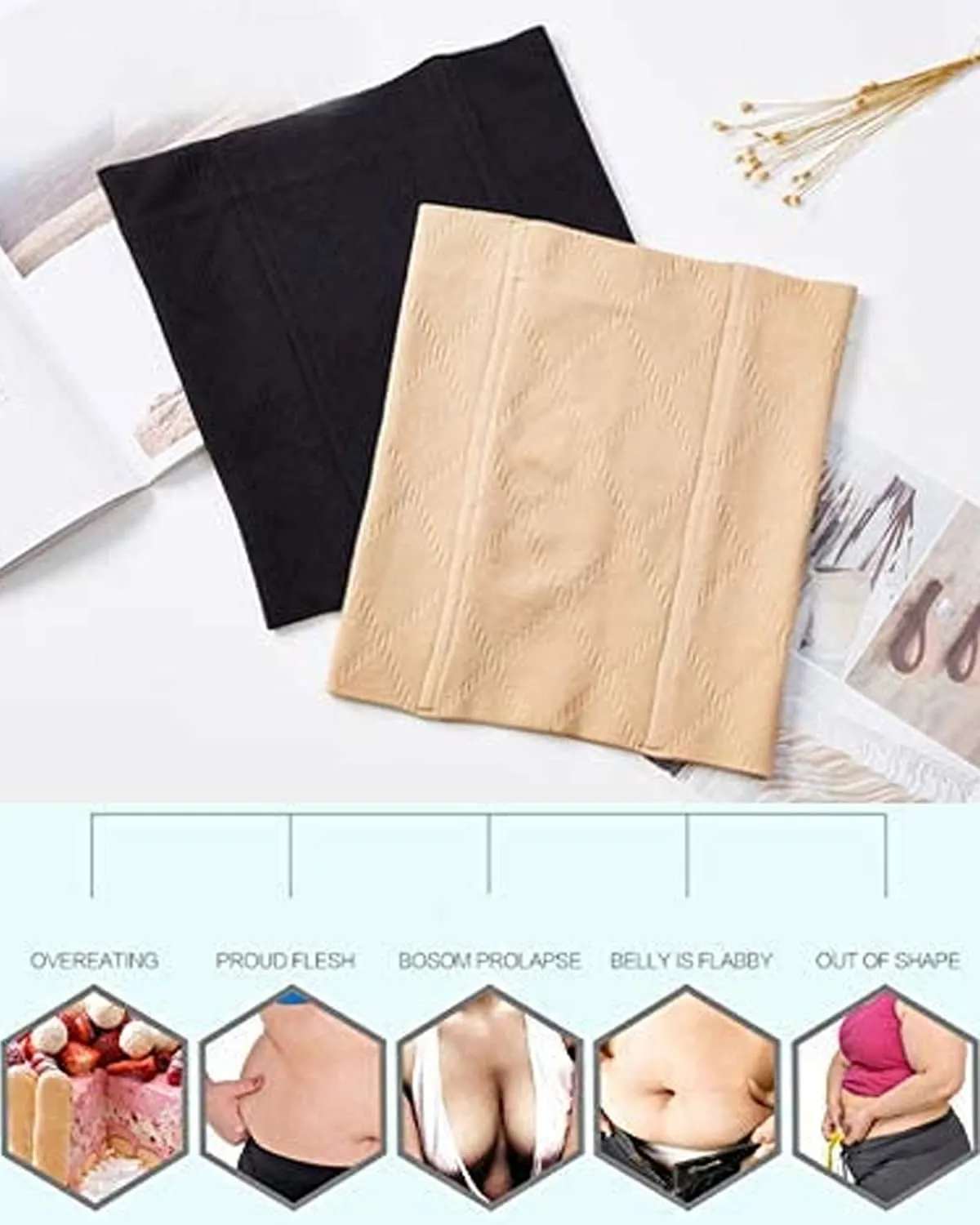 Postpartum Belly Band Postpartum Belly Wrap Belly Shaper Post Partum Waist Trainer Tummy Stomach Compression for Women (Beige, XS/S)