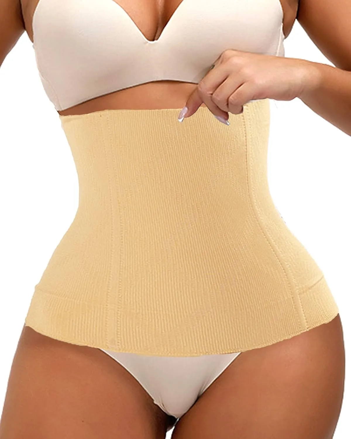 Postpartum Belly Band Postpartum Belly Wrap Belly Shaper Post Partum Waist Trainer Tummy Stomach Compression for Women (Beige, XS/S)