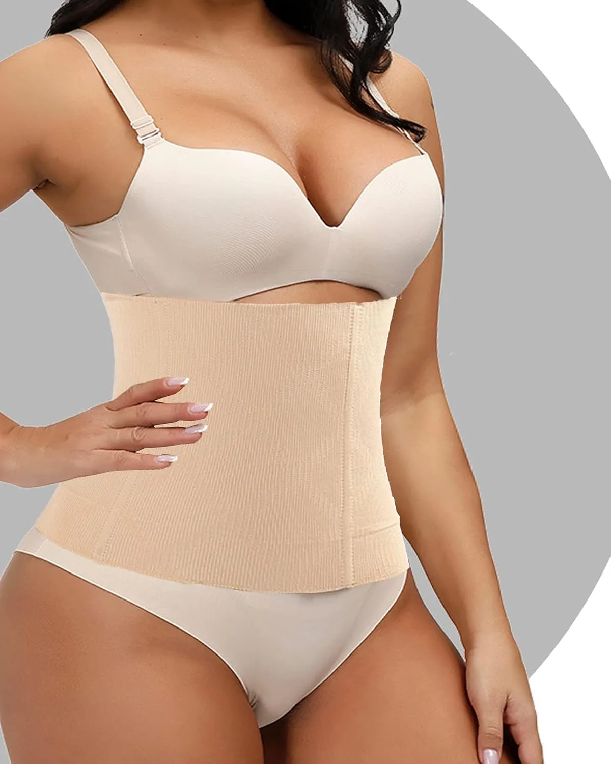 Postpartum Belly Band Postpartum Belly Wrap Belly Shaper Post Partum Waist Trainer Tummy Stomach Compression for Women (Beige, XS/S)